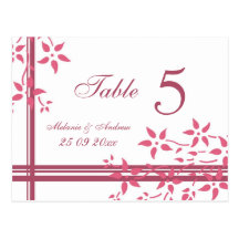 El número de la tabla del boda carda floral blanco tarjetas postales