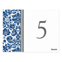 El número de la tabla del boda carda gris azul tarjetas postales
