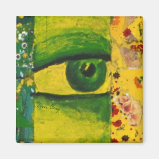 El ojo - conciencia del oro y de la esmeralda imán de frigorífico