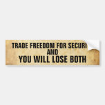 el old_paper, LIBERTAD COMERCIAL PARA LA SEGURIDAD Etiqueta De Parachoque