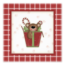 El oso de peluche en una fiesta de Navidad de la c Anuncio Personalizado