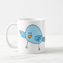 El pájaro azul divertido embroma el dibujo animado tazas
