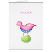 El pájaro rosado le agradece cardar tarjeton