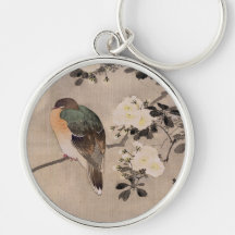 El pájaro se encaramó en una rama de un árbol flor llaveros personalizados