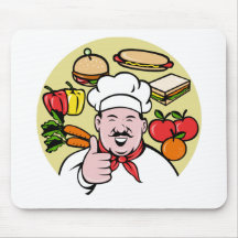 El panadero del cocinero del cocinero manosea con  alfombrilla de ratón