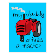 El papá conduce un tractor tarjetas postales
