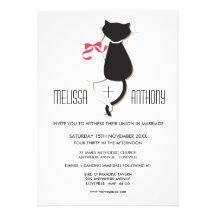 El par lindo del gato raya el boda invita anuncio