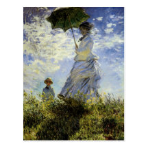 El paseo, señora con un parasol postales