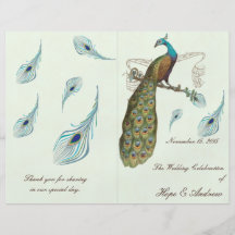 El pavo real empluma programa del boda tarjetas informativas