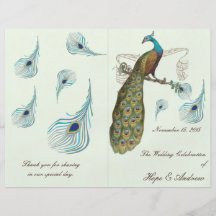 El pavo real empluma programa del boda tarjeta publicitaria