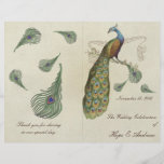 El pavo real empluma programa del boda flyer personalizado
