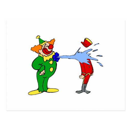 El payaso arroja a chorros el agua tarjeta postal