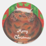El pegatina redondo de las Felices Navidad de Pud 