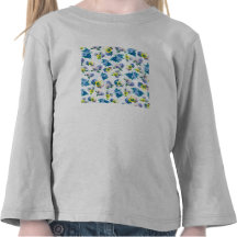 El pensamiento azul florece el estampado de flores camisetas