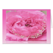 El Peony rosado con las perlas le agradece cardar Felicitación