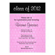 El pequeño Grunge rosado 2012 florece la graduació Invitación