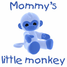 El pequeño mono de la mamá (azul) esculturas fotograficas