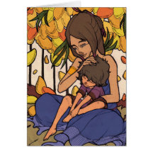 El pequeño soñador - madre y niño felicitacion 