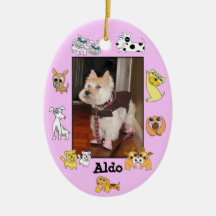 El perrito añade color oval del dibujo animado del adornos de navidad