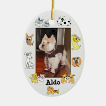 El perrito añade el dibujo animado oval del perro  adorno de navidad