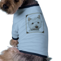 El perro lindo de Westie con los bordes de papel r Ropa De Mascota