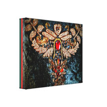 EL PERSA JEWELED BORDÓ DISEÑO DE LA ALMOHADA IMPRESIONES DE LIENZO