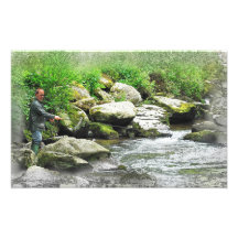El pescador de la mosca como pintura fotografias