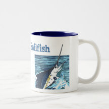 El pez volador salta Sportfish Tazas