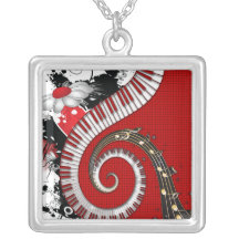 El piano cierra remolinos florales del Grunge de l Joyería