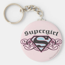 El Pin de Supergirl pela negro y rosa Llaveros