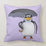 El pingüino lindo 3d ama la lluvia (editable) almohada