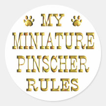 El Pinscher miniatura gobierna el oro Etiquetas Redondas