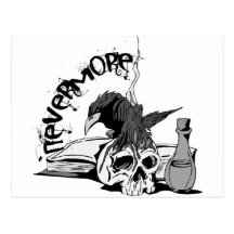 El Poe Raven nunca más el cráneo y el libro Postal