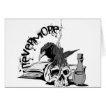 El Poe Raven nunca más el cráneo y el libro Felicitacion