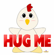 El pollo blanco Huggable rojo me abraza Escultura Fotográfica