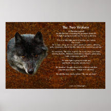 El poster CHEROKEE del arte del CUENTO de DOS LOBO