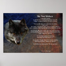 El poster CHEROKEE del arte del CUENTO de DOS LOBO