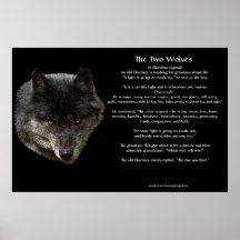 El poster CHEROKEE del arte del CUENTO de DOS LOBO