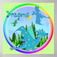 El poster del niño azul fresco del dragón