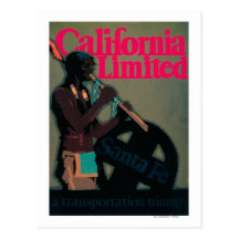 El poster limitado California del viaje del tren Tarjetas Postales