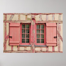 El poster rosado de Troyes Francia de la ventana