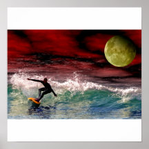 el practicar surf de la noche poster