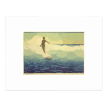 El practicar surf del vintage postales
