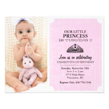 El primer cumpleaños de la foto rosada y negra de  invitación