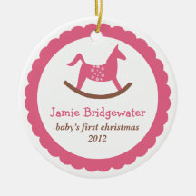 El primer navidad del juguete del bebé oscilante r ornaments para arbol de navidad