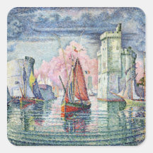 El puerto en La Rochelle, 1921 Pegatinas Cuadradas
