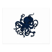 El pulpo azul crea para requisitos particulares tarjetas postales