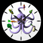 El pulpo del personalizar hace juegos malabares el reloj de pared