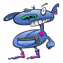 el punk enrrollado pega al monstruo azul esculturas fotográficas