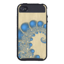 El remolino azul impresionante del arte del fracta iPhone 4 protectores